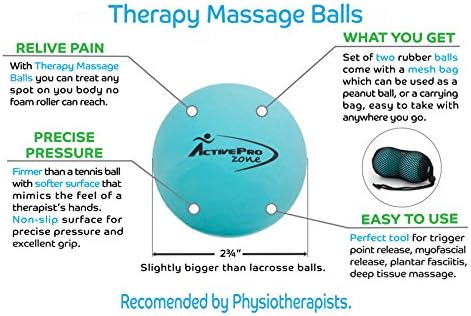 Therapy Massage Ball - Instant Muscle Pain Relief. Proven Effective for Myofascial Release, Deep Tissue Pressure, Yoga & Trigger Point Treatments. Set - 2 Extra Firm Balls W/Mesh Bag. - Image 2