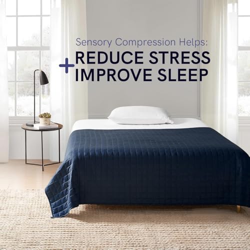 YnM 10lbs Weighted Blanket for Adults,Cotton Heavy Bed Throw Blanket with Cooling Glass Beads for All Season Use, Ideal for ~90lbs (48x72 Inches, Twin/Full, Navy) - Image 2