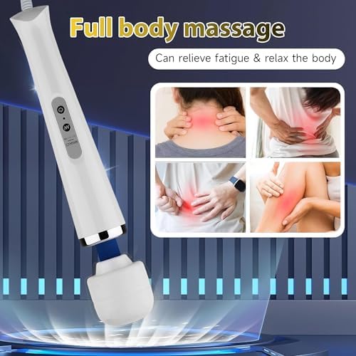 AEVEONE Personal Massage Device - Handheld Vibration Massager - Powerful Wired Wand - Best for Travel - Magic Stress Away - Perfect on Back Legs Hand Pains and Sports Recovery - White - Image 4