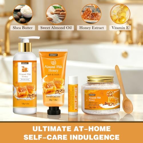 Birthday Gifts for Women, 17 Pc Almond Milk & Honey Spa Gifts for Women - Image 4