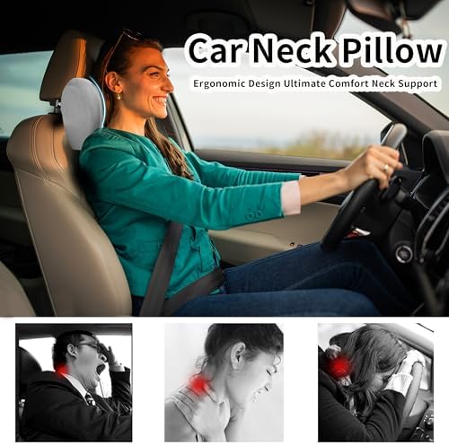 Car Neck Pillow Adjustable Up and Down Style 2 Pack,Car Headrest Pillow for Neck Support Relieves Driving Fatigue, Soft Memory Form and Ergonomic Design Fits Most Heights and Car Seats (Gary) - Image 2