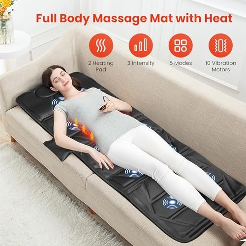 CooCoCo Full Body Massage Mat with Heat, 10 Motor Massage Pad for Sofa, Bed - Image 2