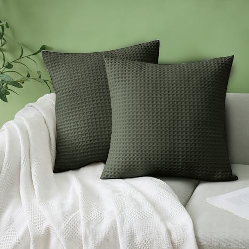 100% Egyptian Cotton 600 TC Waffle Weave Throw Pillow Covers 2 Pack - Image 2