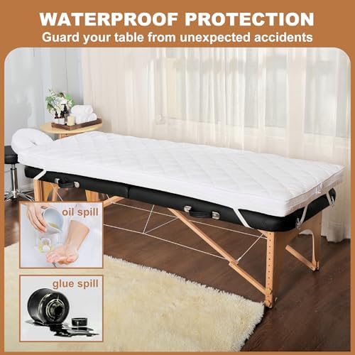 3.2 Inch Lash Bed Topper Set,Gel Memory Foam Massage Bed Topper, Waterproof Fluffy Pillow Top Cover for Spa Esthetician Wax,Includes White Massage Table Toppe & Face Rest Cover - Image 6