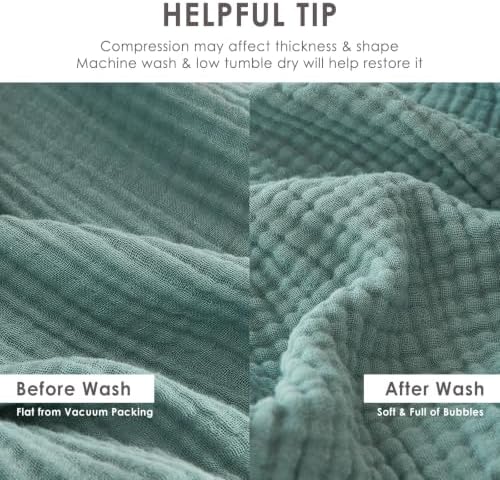 EMME Cotton Muslin Blanket King Size - Soft, Breathable Layering Bedspread Blanket, 108"x90", All Season Gauze, Teal - Image 6