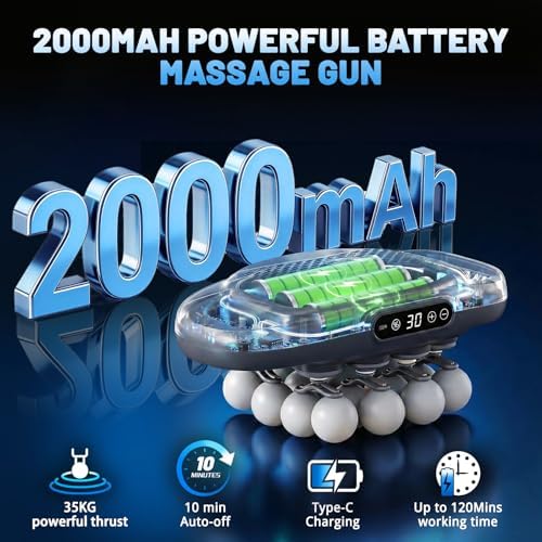 16 Head Massage Gun Deep Tissue, Back Massager for Pain Relief, 9 Modes & 9 Levels, Portable Percussion Handheld Muscle Massager Gun For Back, Foot, Neck,Shoulder,Leg, Ideal Gift for Men Women - Image 3