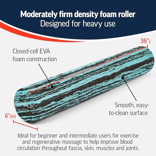 OPTP Lo Rox Foam Roller – Moderately Firm Density, Round, Teal, 36" x 6" - Image 3