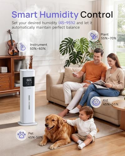 Humidifier Large Room, 2.1Gal/8L Cool Mist Humidifiers for Bedroom 500 sq ft, Humidifiers for Home with Essential Oil Diffuser, Top Fill Quiet Humidifier for Baby Nursery Office Plants, White - Image 3