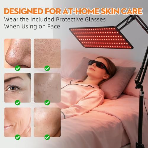 Red Light Therapy for Face and Body, 3-Wavelength (660nm Red, 850nm, 940nm Infrared) LED Infrared Light Therapy Lamp with Adjustable Stand, Protective Glasses for Home Use, Gift for Women Girls - Image 3