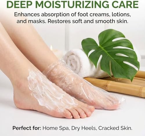 Plastic Foot Covers for Feet - 100pcs Pedicure Liners Disposable Clear Plastic Socks Disposable Foot Covers for Paraffin Bath, Pedicure, Spa, Shoes - Image 6