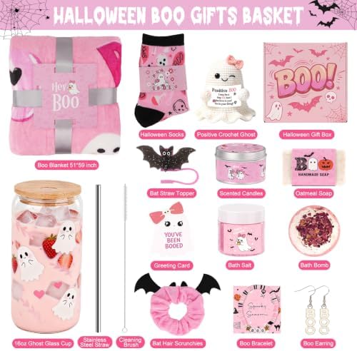 Pink Halloween Boo Basket Items for Teen Girls, Ghost Gifts, Spooky Spa Set - Image 2