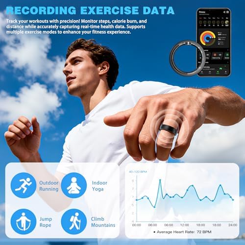 Smart Ring Women Men, Fitness Tracker, No Subscription, Sleep, Black 14 - Image 3
