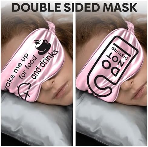 VITYA Pink Do Not Disturb/Wake Me Up Double-Sided Silk Sleep Mask for Women/Men | Sleep Mask Light Blocking | Soft Breathable Sleep Eye Mask for Traveling on Airplane | Eye Mask with Elastic Strap - Image 5