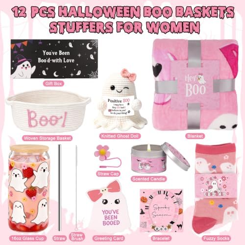 12 Pcs Halloween Boo Baskets Stuffers for Women (Pink) - Image 2