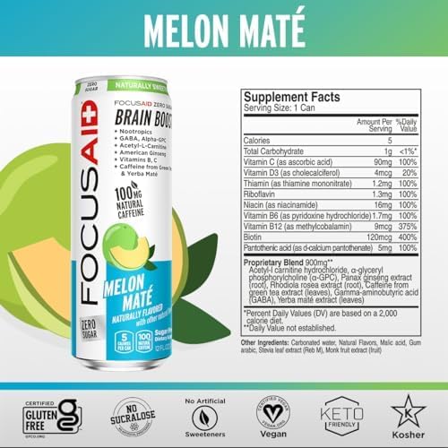 LIFEAID Zero Sugar Energy Blend Nootropics Green Tea, 100mg Natural Caffeine, FOCUSAID, 12 Fl Oz (Pack of 12) - Image 6