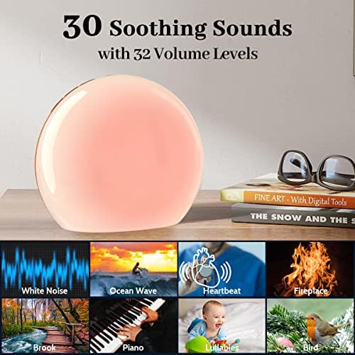 Meditation White Noise Sound Machine with 30 Soothing Sounds 12 Colors Night Light 10 Brightness Levels 32 Volume Level 4 Timers and Memory Function Sleep Machine for Baby Kids Adults (Wood Grain) - Image 2