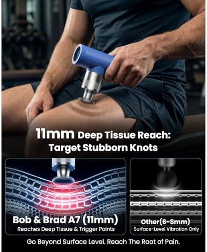 BOB AND BRAD A7 Massage Gun, 11mm Deep Tissue Percussion, Metal Head - Image 2