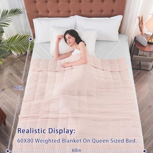 yescool Weighted Blanket for Adults (25 lbs, 60" x 80", Pink) Cooling Heavy Blanket for Sleeping Perfect for 240-260 lbs, Queen Size Breathable Blanket with Premium Glass Bead, Machine Washable - Image 2