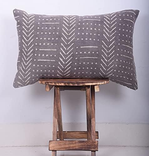 Trade Star 100% Cotton Mudcloth Pillow Cover Grey Snow 14X22 Handloomed Spring Breathable Pillow Case Luxurious Rustic Rectangle Modern Framhouse Lumbar Bed Cushion Case - Image 3