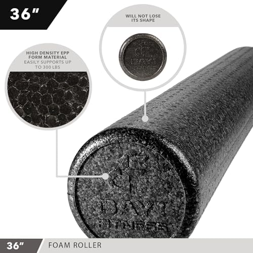 High Density Muscle Foam Rollers by Day 1 Fitness - Sports Massage Rollers for Stretching, Physical Therapy, Deep Tissue, Myofascial Release - Ideal for Exercise and Pain Relief - Solid Black, 36" - Image 4