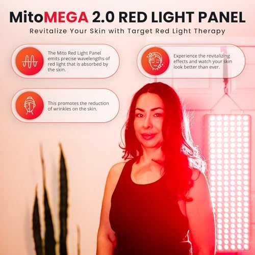 Mito Red Light - MitoMEGA 2.0 Red Light Panel - Red Light Therapy for Face and Neck – Red Light Therapy Panel - Red Light & Near Infrared Red Light Therapy - At-Home Red Light Therapy for Body - Image 2