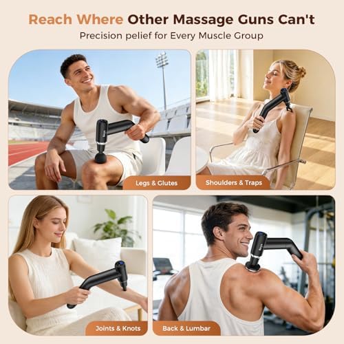 Beyn Hot and Cold Massager Gun with Detachable Extended Handle, 6 Massage Heads & LCD Display - Deep Tissue Massager for Neck Back Body Muscle Pain Relief - Image 5