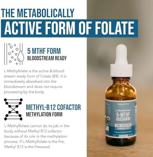 Organic L Methylfolate 7.5 mg Plus Methyl B12 Cofactor - Metabolically Active 5-MTHF Form, Superior Form of Folate - Organic Berry Flavor, Liquid Sublingual Form – Mood, Cognition, Methylation (1oz) - Image 5