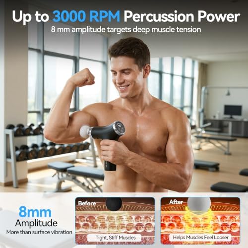 2-in-1 Detachable Massage Gun Deep Tissue, Ergonomic Extension Handle Back Massager for Hard-to-Reach Areas, 12-Speed Percussion Muscle Massager for Shoulder Waist Thigh Legs - Image 4