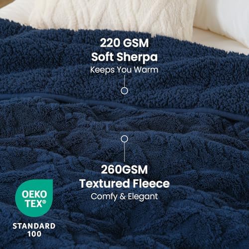 Drewin Weighted Blanket Queen Size 15lbs for Adults,Navy Blue,60" x 80" - Image 3
