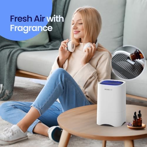 ROSEKM Small Air Purifiers for Home, Mini Air Purifier for Desktop, Bedroom, Office, Car, Room, Portable HEPA Air Purifier Air Cleaner for Smoke, Dust with Night Light - Image 3