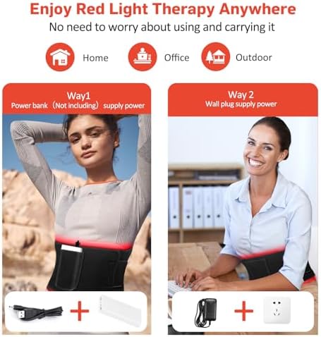 Red Light Therapy for Body, Infrared Light Therapy for Belt Shoulder Waist, Upgraded 3 in 1 LED Beads, 660nm Red Light & 850nm Near Infrared Light Therapy Belt Wrap Timer Remote Control - Image 5