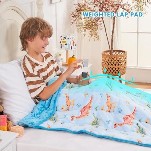 yescool Weighted Blanket 7 Pounds Weighted Lap Blanket, Glow in The Dark Dinosaur Heavy Blanket for Sleeping, Warm Minky Weighted Throw Blanket Gifts for 60-80lbs, 40"x60" - Image 2