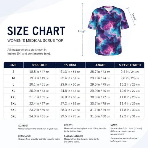 Men's Scrub Top,V-Neck Spill Wrinkle Resistant,3 Pockets-Space Galaxy (18) - Image 5