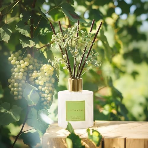 COCORRÍNA Reed Diffuser - Green Grape 6.7 fl oz Reed Diffuser with Sticks, Home Bedrrom Bathroom Shelf Decor - Image 4