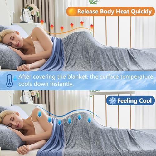CHOSHOME Cooling Blanket for Hot Sleepers - Summer Blanket Thin Soft Lightweight Breathable Double Side Enhanced Cooling for Hot Flashes, Night Sweats, Bed, Couch (Navy Blue, 60 x 90 inches) - Image 4