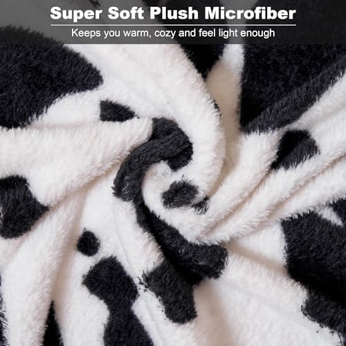 Viviland Fleece Blankets Queen Size Cow Print - 280GSM Lightweight Soft Fuzzy Cozy Plush Queen Blanket for Bed, 90x90 inches - Image 5