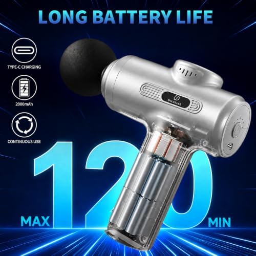 Massage Gun Deep Tissue, Handheld Neck Massager, Portable - 6 Adjustable Vibration Levels, Electric Back Massagers for Athletes, Home & Gym, Mothers Day Gifts (Silver) - Image 6