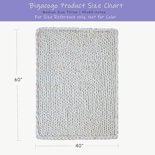 Bigacogo Chunky Knit Throw Blanket for Couch, 40x60 inches, Navy Blue - Image 2