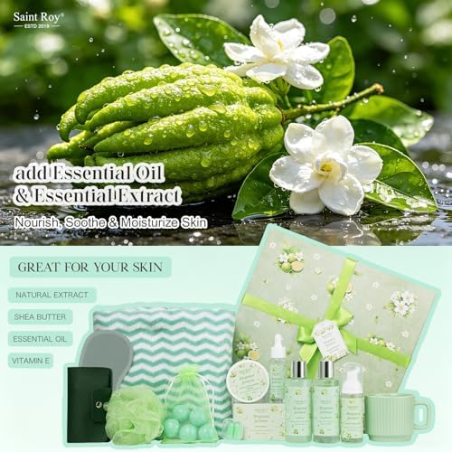 30 Pcs Bergamot Jasmine Spa Gift Basket for Women & Men, Bath & Body Gifts - Image 5