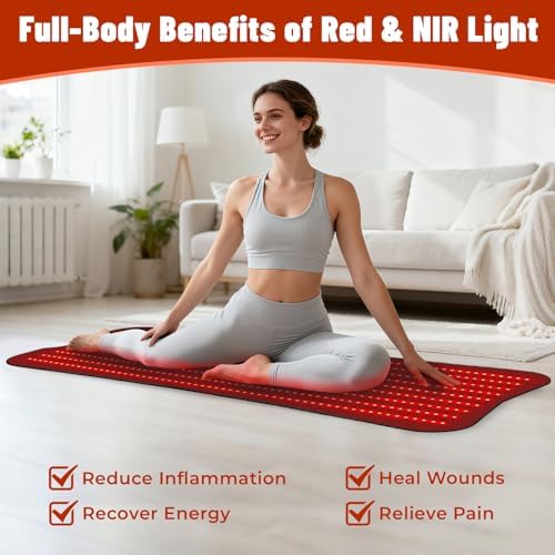 Red Light Therapy Mat for Body, 2 in 1 (660nm & 850nm) Red Light Therapy Blanket, Adjustable Timer & Intensity, 60"x24" - Image 2