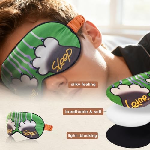 Sleep Masks, 3 Packs Silky Satin Eye Masks for Sleeping,Effective Light Blocking Blindfold for Men Women, Cute Cat Paw Design, with No-Pressure Elastic Strap - Image 5