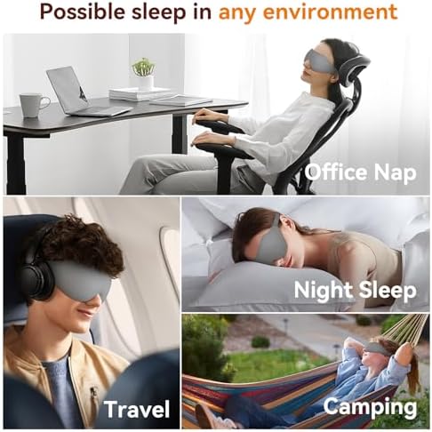 Sleep Mask, EVA BELLE Eye Mask for Men Women, Zero Pressure 3D Sleeping Mask, Cool Super Smooth Light Blocking Soft Eye Shade Cover Memory Foam, Lightweight for Home Travel Use - Image 5