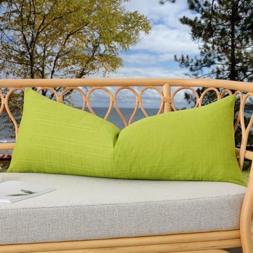 Kevin Textile Outdoor Waterproof 14”x36” Lumbar Pillow Cover 1 Pack, Green by KevinTextile