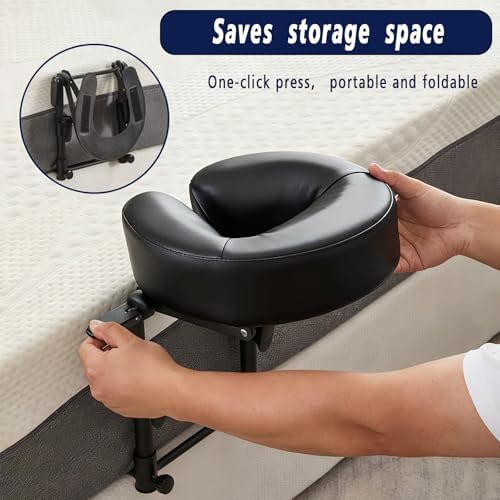 Massage Headrest for Bed, Universal Home Mattress Top Massage Kit, Adjustable Height, Head Holder Face Cradle Face Down Pillow, Home SPA Salon Face Cushion Support Bracket (Black) - Image 4