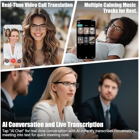 AI Smart Glasses, 164 Languages Bluetooth Glasses with Speakers - Gold - Image 5