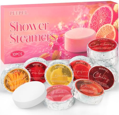 Shower Steamers Aromatherapy Birthday Gifts for Women - 10 Pack,Gifts for Wife Mothers Daughter Sister Stress Relief & Deep Relaxation Self Care Home Spa Essential (Fruity Aroma) by PEEPUL