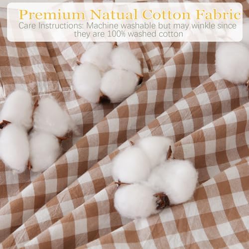 14x36 inches Taupe Plaid Ruffle Gingham Lumbar Throw Pillow Cover - Image 7