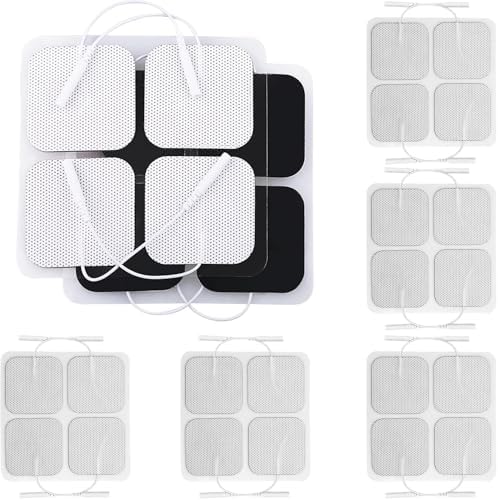TENS Unit Electrode Pads, 20PCS 2"x2" Adhesive Electrodes Pads, TENS Unit Pads Replacement with Plug 2.0 mm for TENS Machine, Reusable and Latex-Free by SUNYAO