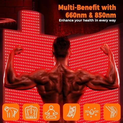 LITDUCK Body Red Light Therapy Mat, Eligible Red Light Therapy Blanket, 2in1 LEDs(660nm& 850nm), Premium Leather, Adjustable Timer & Intensity, 74.6” x 33.3” 2570 LEDs - Image 7