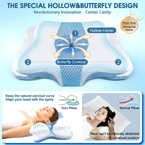 CHxxy Memory Foam Pillows, Cervical Pillow for Neck & Shoulder Pain Relief, - Image 2